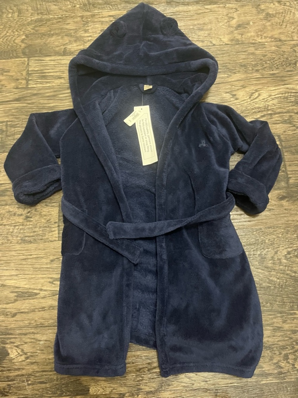 GAP Kids Plush Hooded Robe in Navy Blue